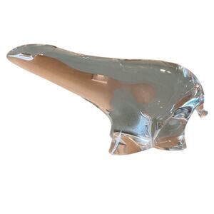 VTG Swedish Crystal Polar Bear Figurine Paperweight 7" Long MCM Ko's Label 1.8LB